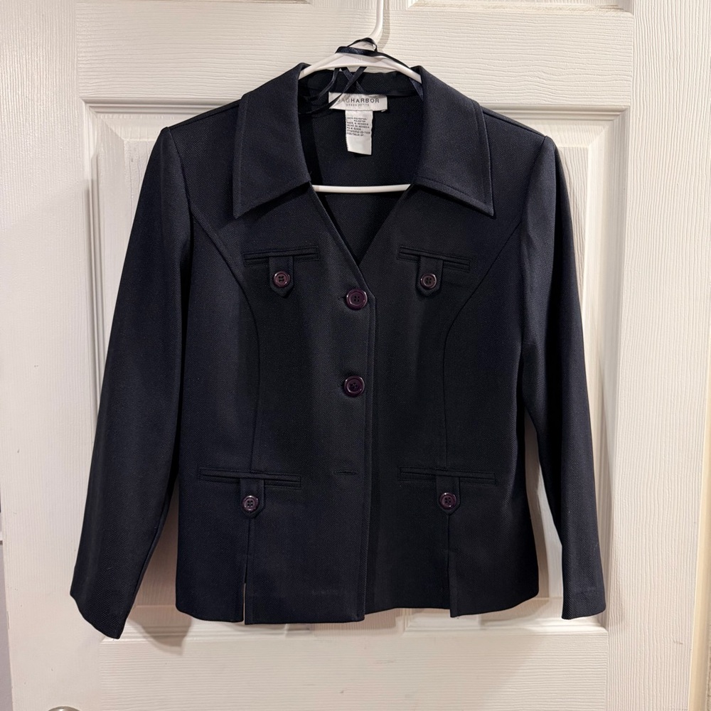 Sag Harbor Dark Blazer with Button Accents